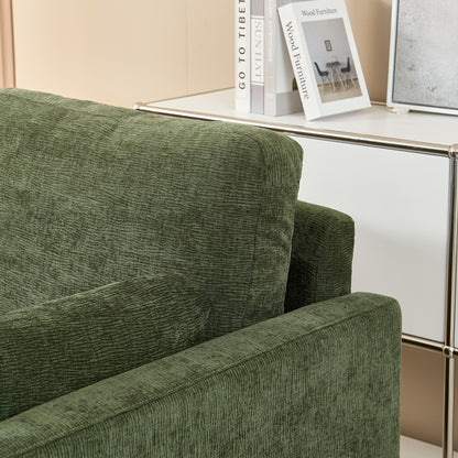 Green Chenille Loveseat Sofa with Back Cushions and Pillows