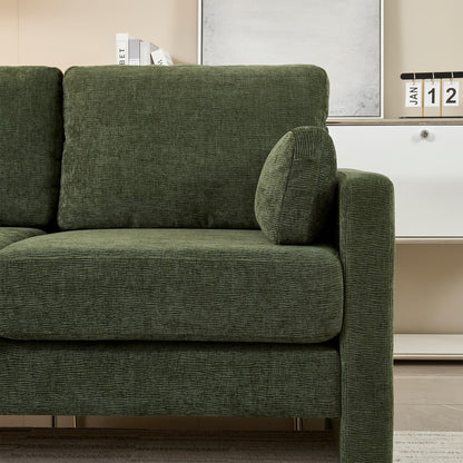 Green Chenille Loveseat Sofa with Back Cushions and Pillows