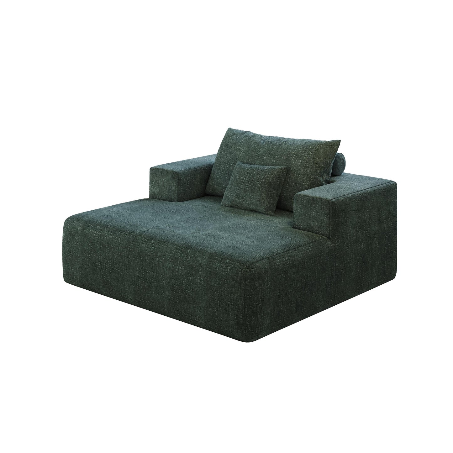 Green Chenille Single Sleeper Chair Sofa with Backrest Pillow
