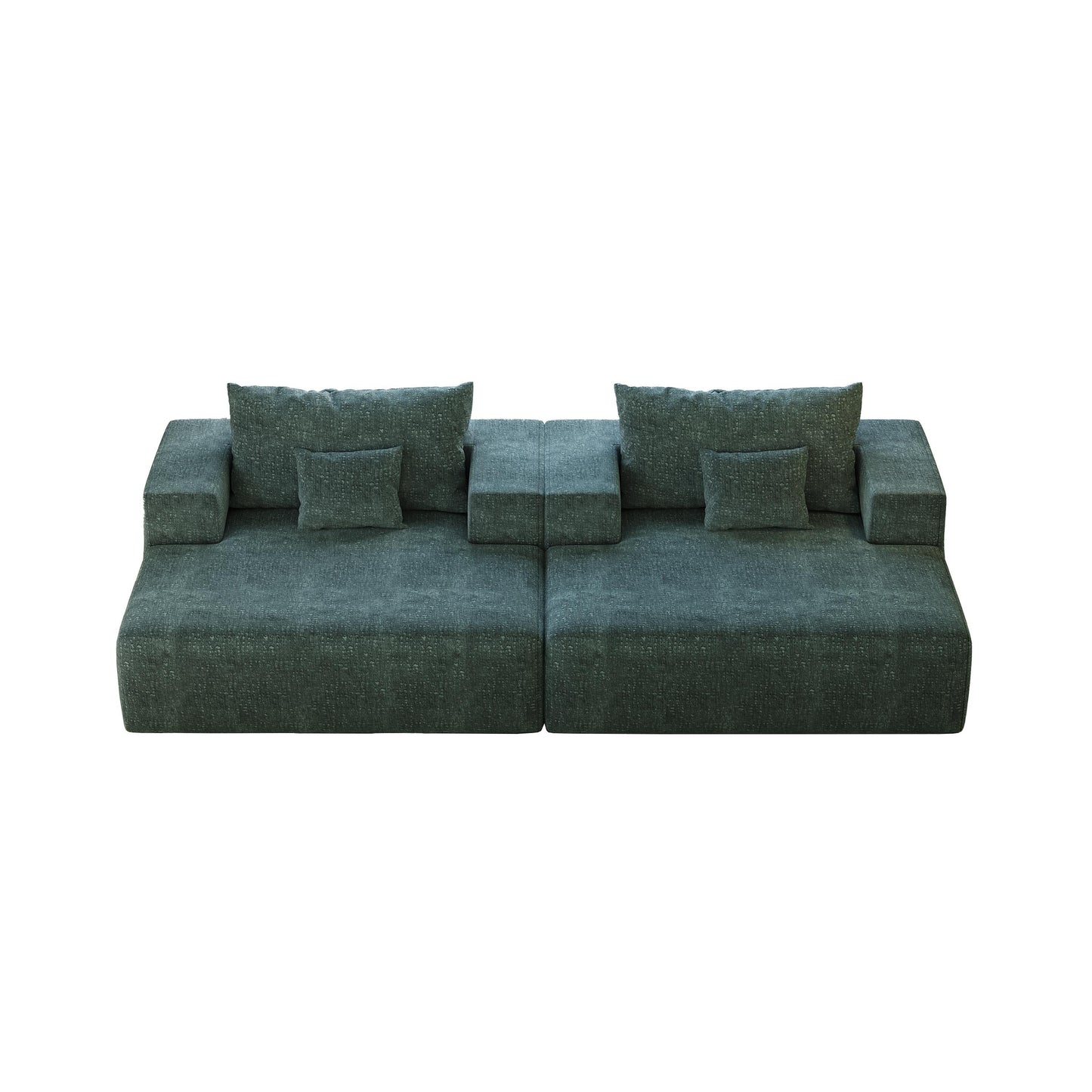 Green Chenille Single Sleeper Chair Sofa with Backrest Pillow
