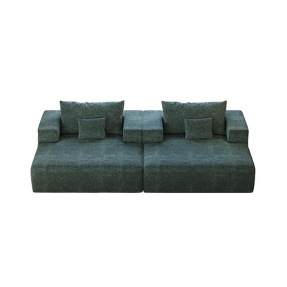Green Chenille Single Sleeper Chair Sofa with Backrest Pillow