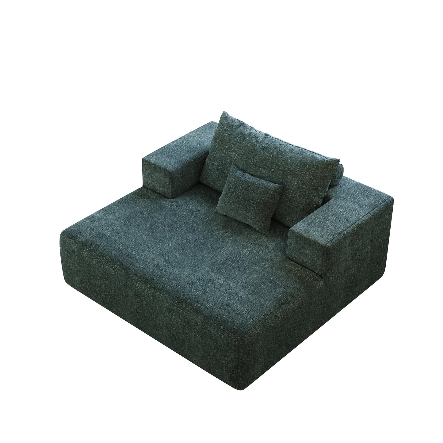 Green Chenille Single Sleeper Chair Sofa with Backrest Pillow