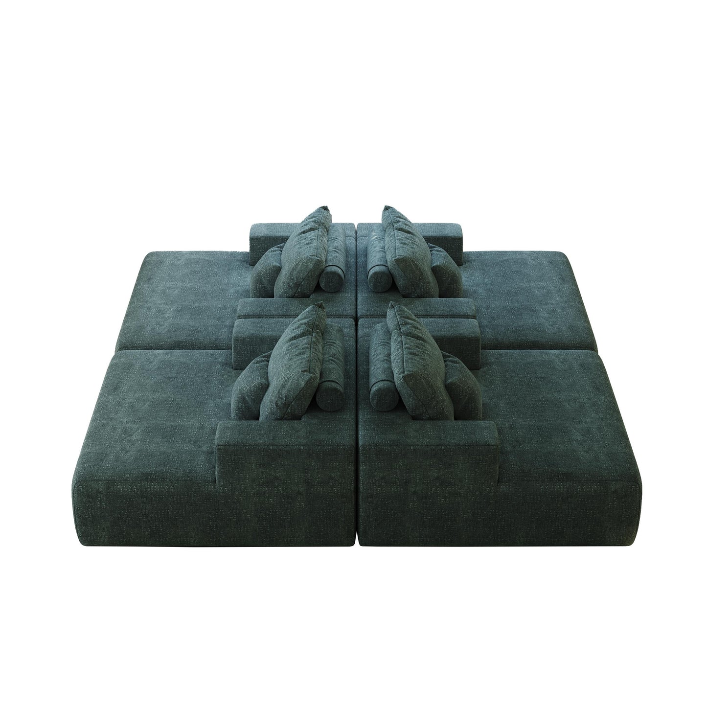 Green Chenille Single Sleeper Chair Sofa with Backrest Pillow