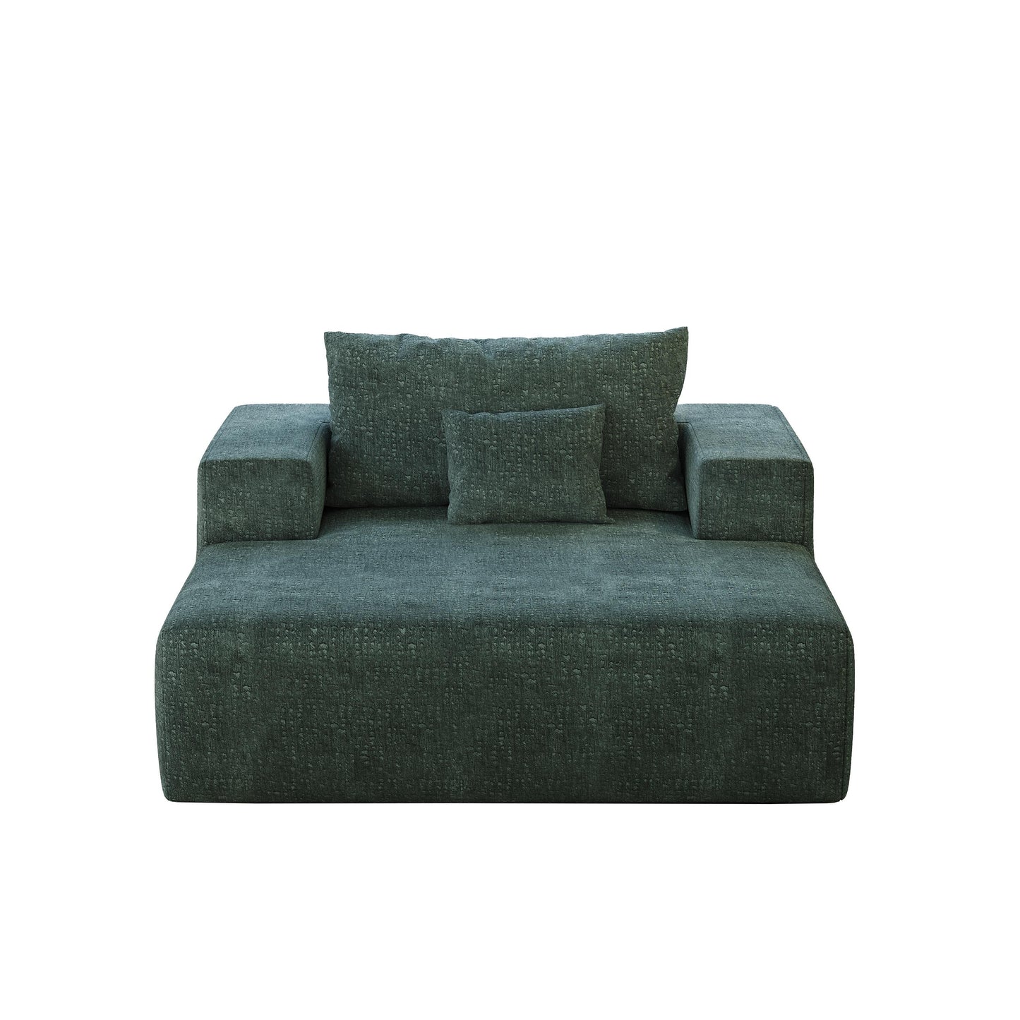 Green Chenille Single Sleeper Chair Sofa with Backrest Pillow