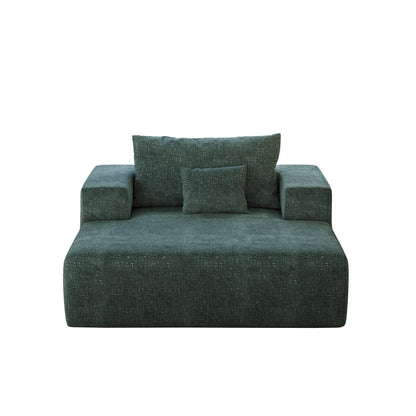 Green Chenille Single Sleeper Chair Sofa with Backrest Pillow