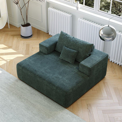Green Chenille Single Sleeper Chair Sofa with Backrest Pillow