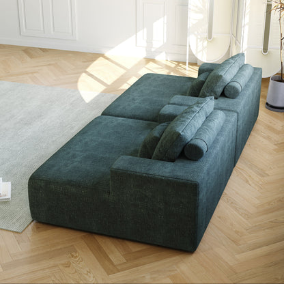 Green Chenille Single Sleeper Chair Sofa with Backrest Pillow