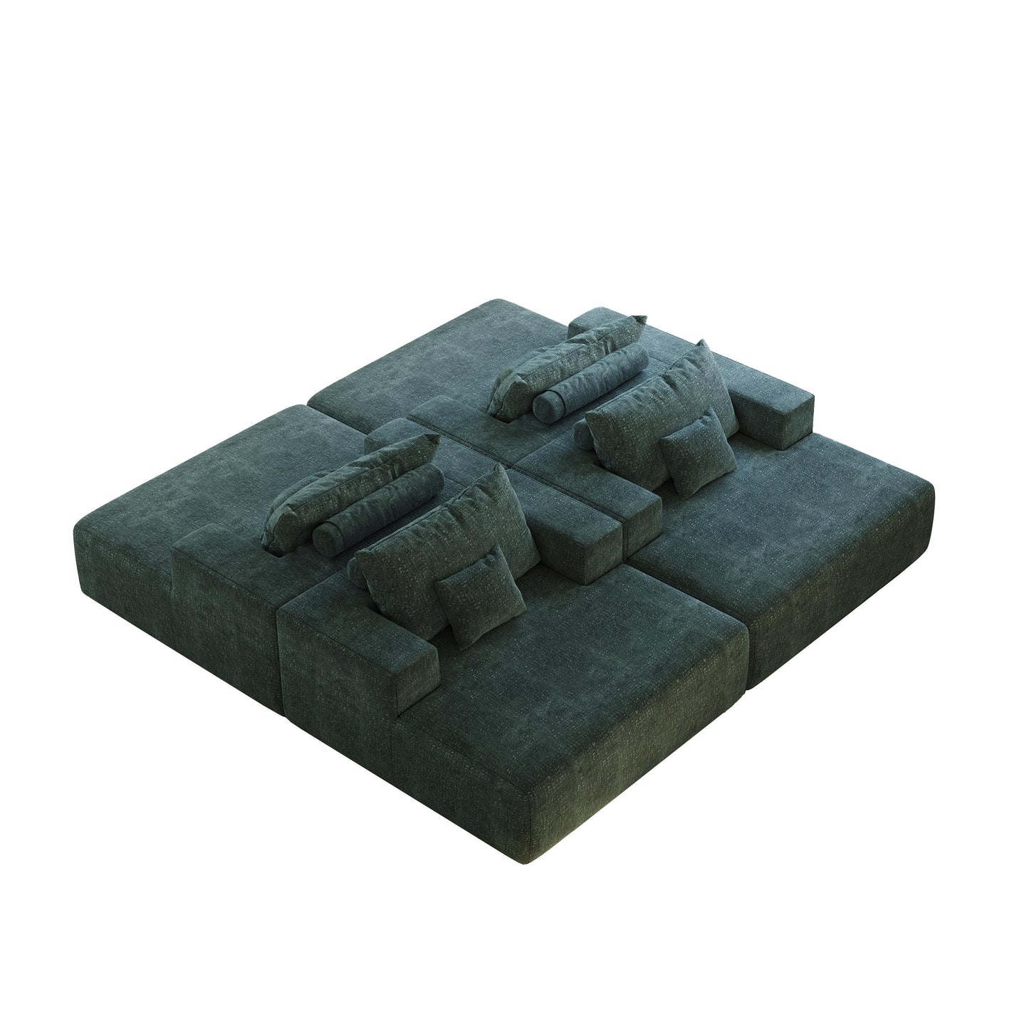 Green Chenille Single Sleeper Chair Sofa with Backrest Pillow