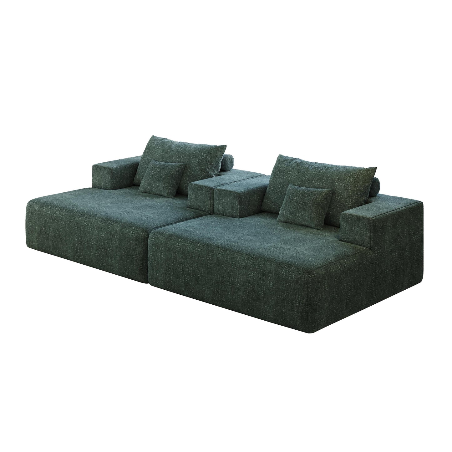 Green Chenille Single Sleeper Chair Sofa with Backrest Pillow