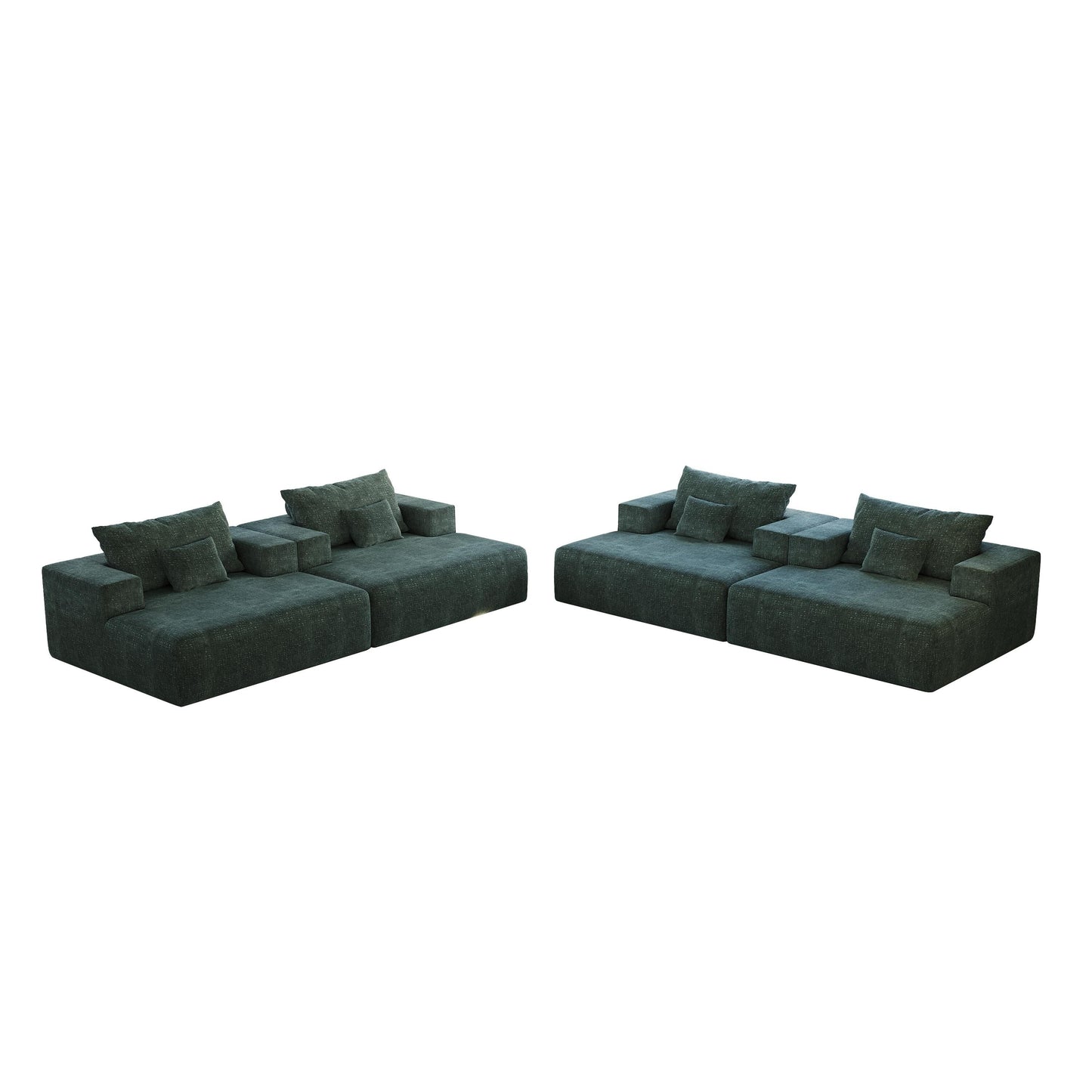 Green Chenille Single Sleeper Chair Sofa with Backrest Pillow