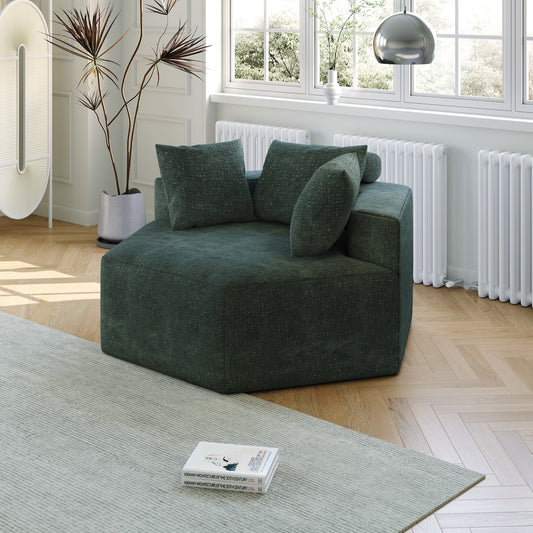 Green Chenille Single Sleeper Sofa with Backrest Pillow