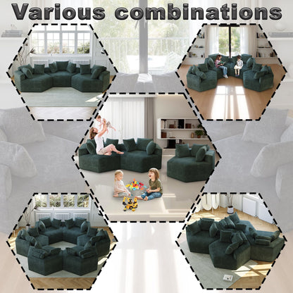 Green Chenille Single Sleeper Sofa with Backrest Pillow