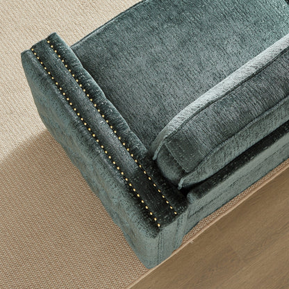 Green Chenille Sleeper Sofa with Memory Foam Mattress