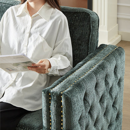 Green Chenille Sleeper Sofa with Memory Foam Mattress