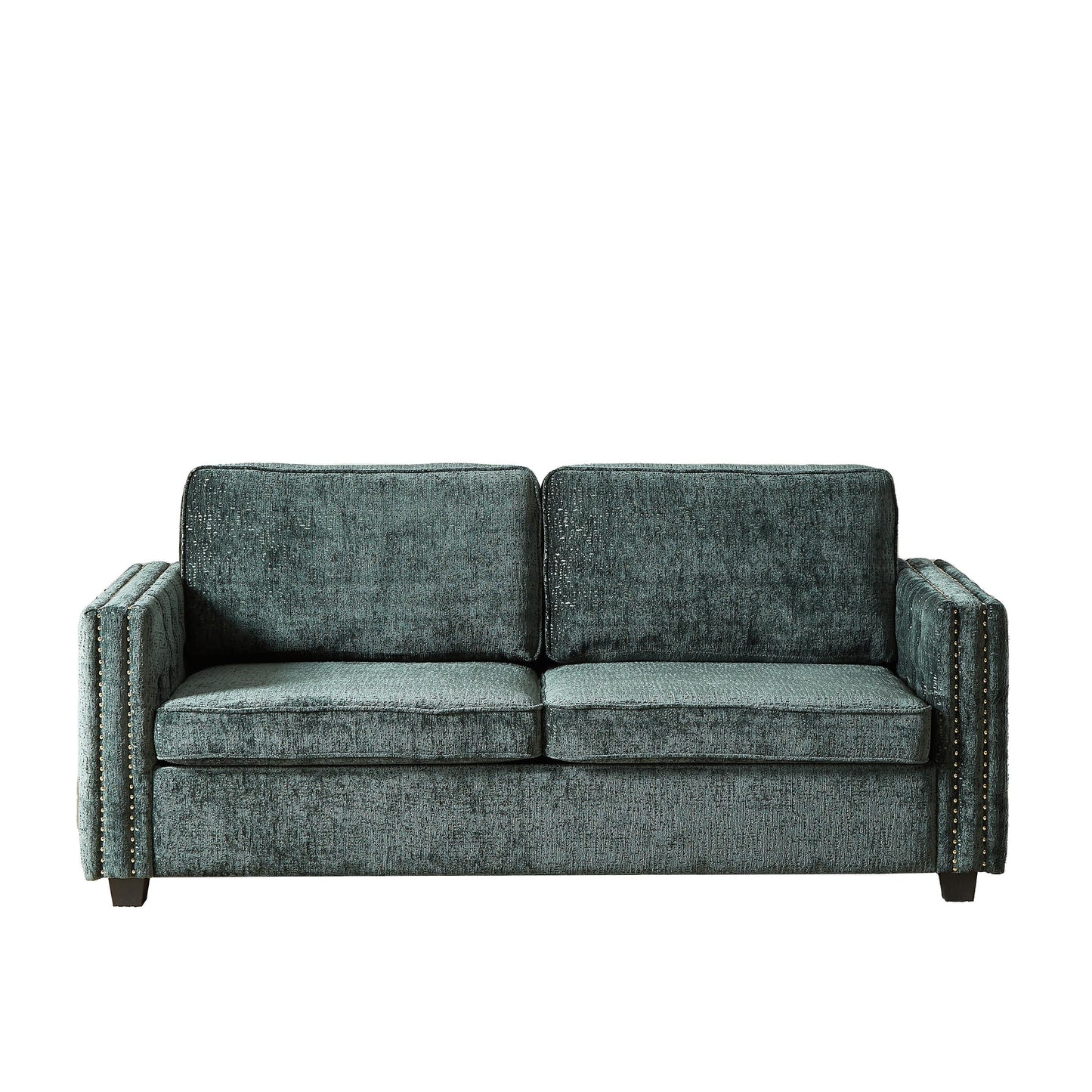 Green Chenille Sleeper Sofa with Memory Foam Mattress