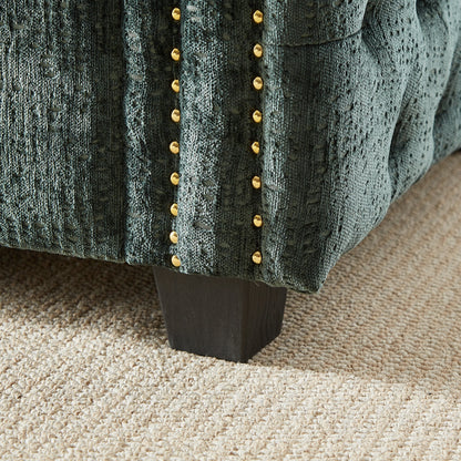 Green Chenille Sleeper Sofa with Memory Foam Mattress