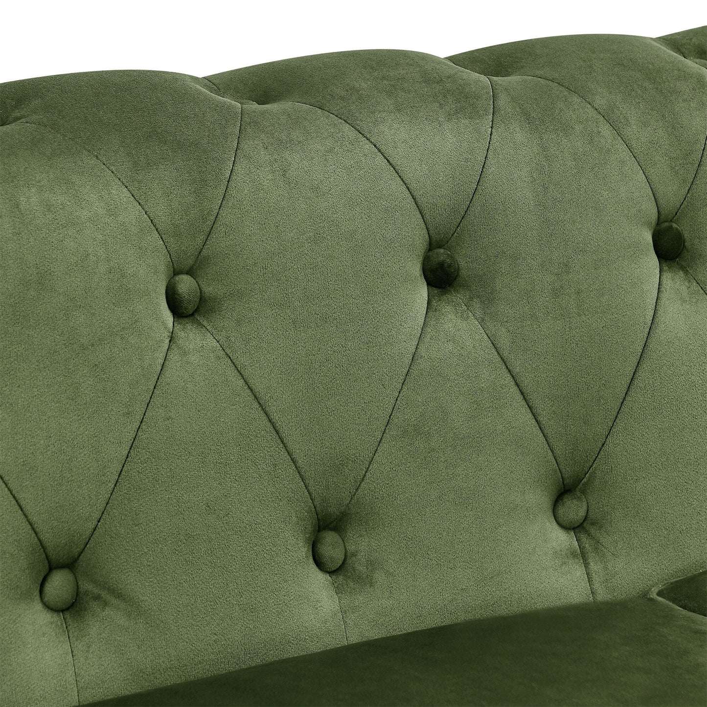 Green Chesterfield 74.5 Button Tufted Upholstered 3-seater Sofa with Nailheads and Pillows for Living Room