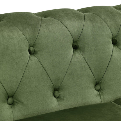 Green Chesterfield 74.5 Button Tufted Upholstered 3-seater Sofa with Nailheads and Pillows for Living Room