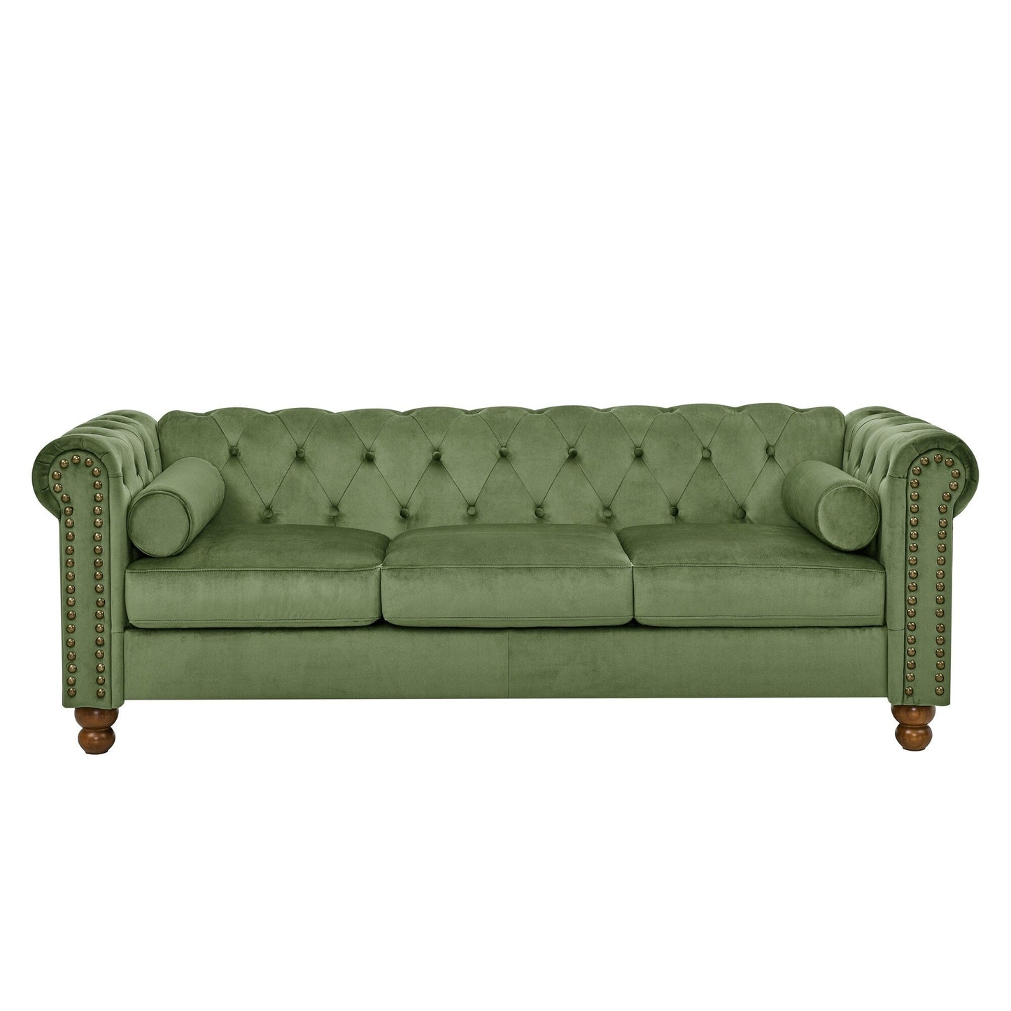 Green Chesterfield Button Tufted 3-seater Sofa with Nailheads