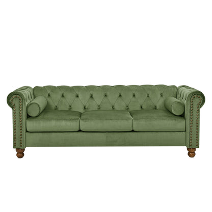 Green Chesterfield Button Tufted 3-seater Sofa with Nailheads