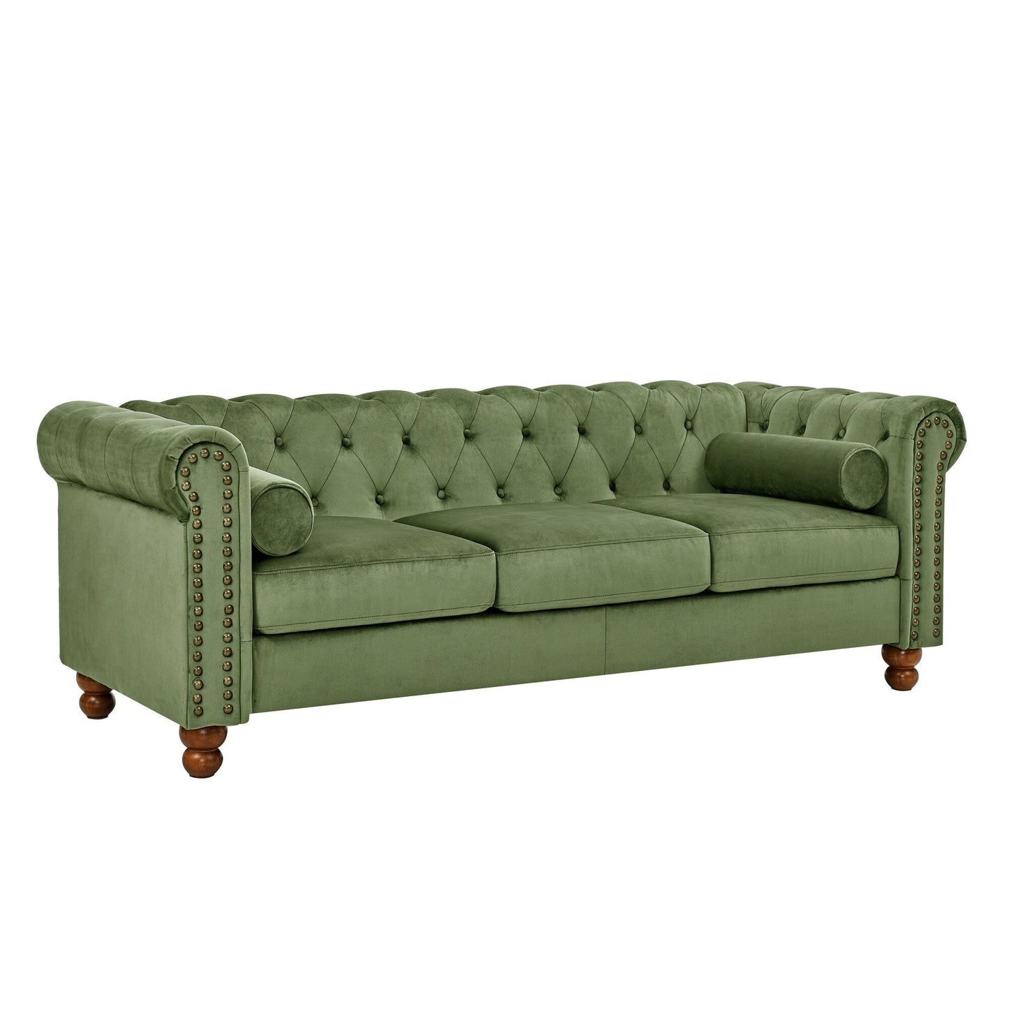 Green Chesterfield Button Tufted 3-seater Sofa with Nailheads