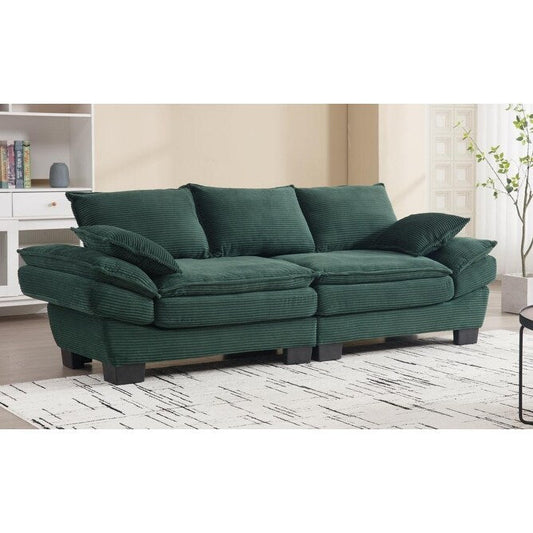 Green Corduroy 3-seater Sailboat Sofa