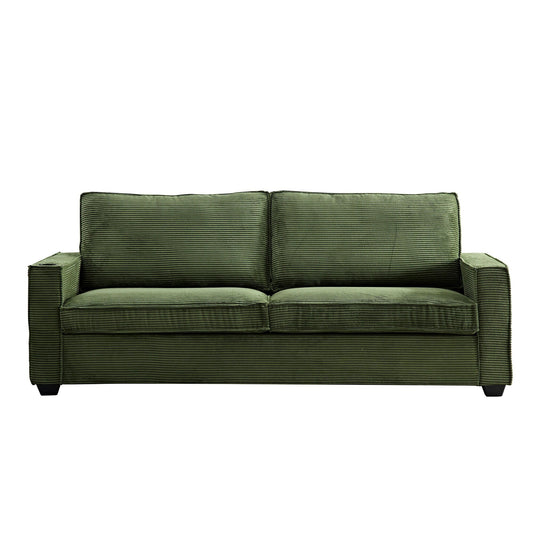 Green Corduroy 3-seater Sofa with Cup Holder and Storage