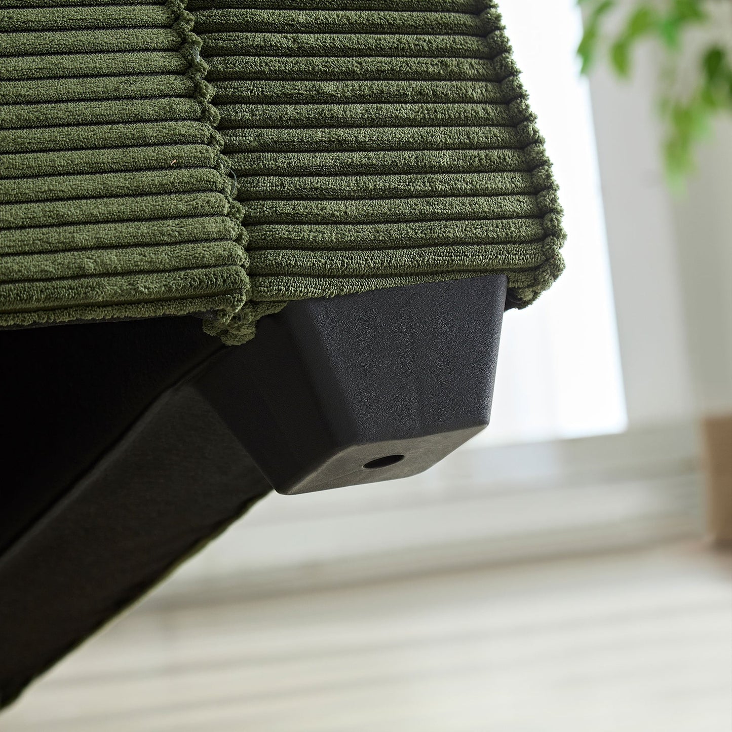 Green Corduroy 3-seater Sofa with Cup Holder and Storage
