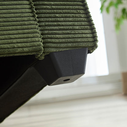 Green Corduroy 3-seater Sofa with Cup Holder and Storage