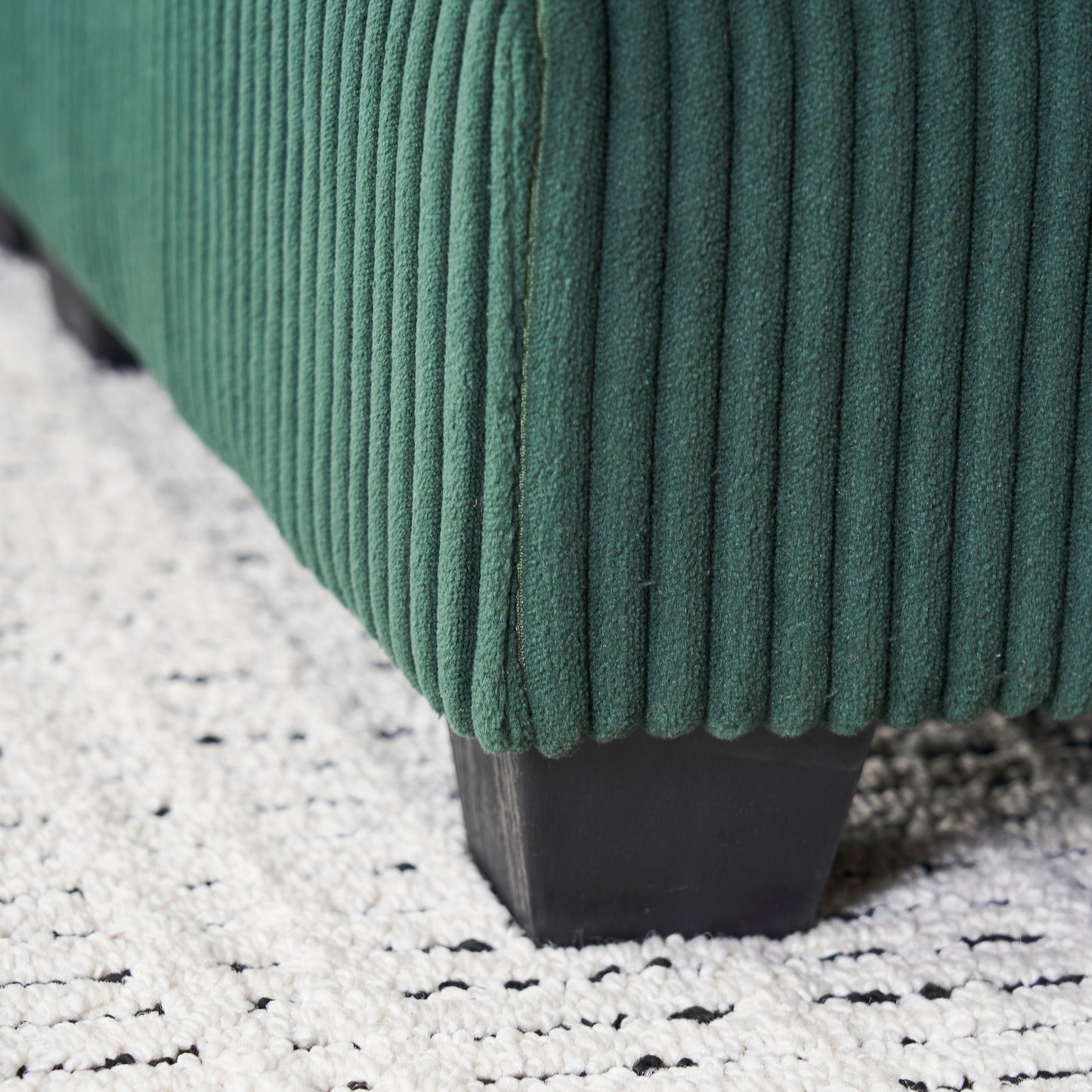 Green Corduroy Single Deep Seat Sofa with Ottoman