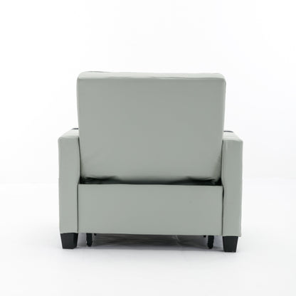 Green Faux Leather Convertible Sofa Bed with USB Ports