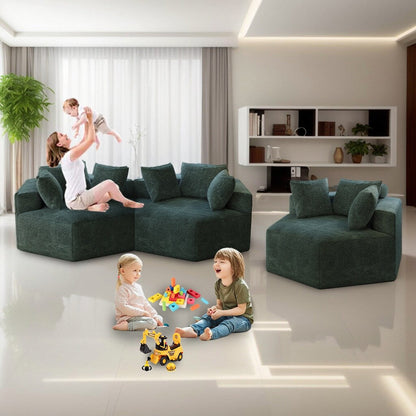 Green Modern 54 Chenille Sponge Single Sleeper Sofa with Backrest Pillow for Living Room for Living room