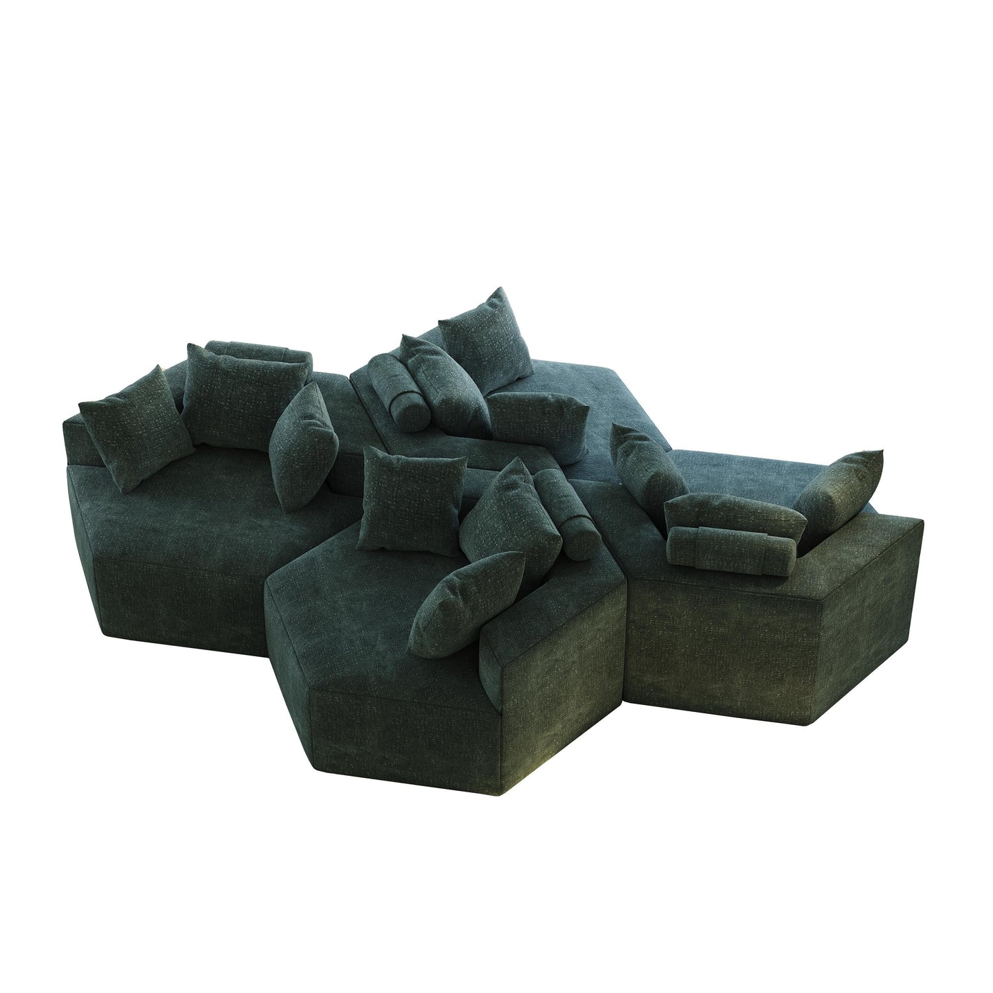 Green Modern 54 Chenille Sponge Single Sleeper Sofa with Backrest Pillow for Living Room for Living room