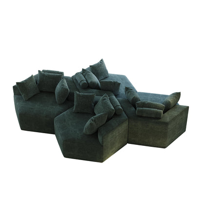 Green Modern 54 Chenille Sponge Single Sleeper Sofa with Backrest Pillow for Living Room for Living room