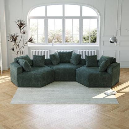 Green Modern 54 Chenille Sponge Single Sleeper Sofa with Backrest Pillow for Living Room for Living room