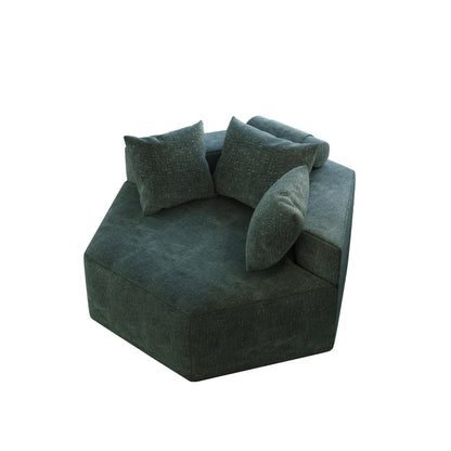 Green Modern 54 Chenille Sponge Single Sleeper Sofa with Backrest Pillow for Living Room for Living room