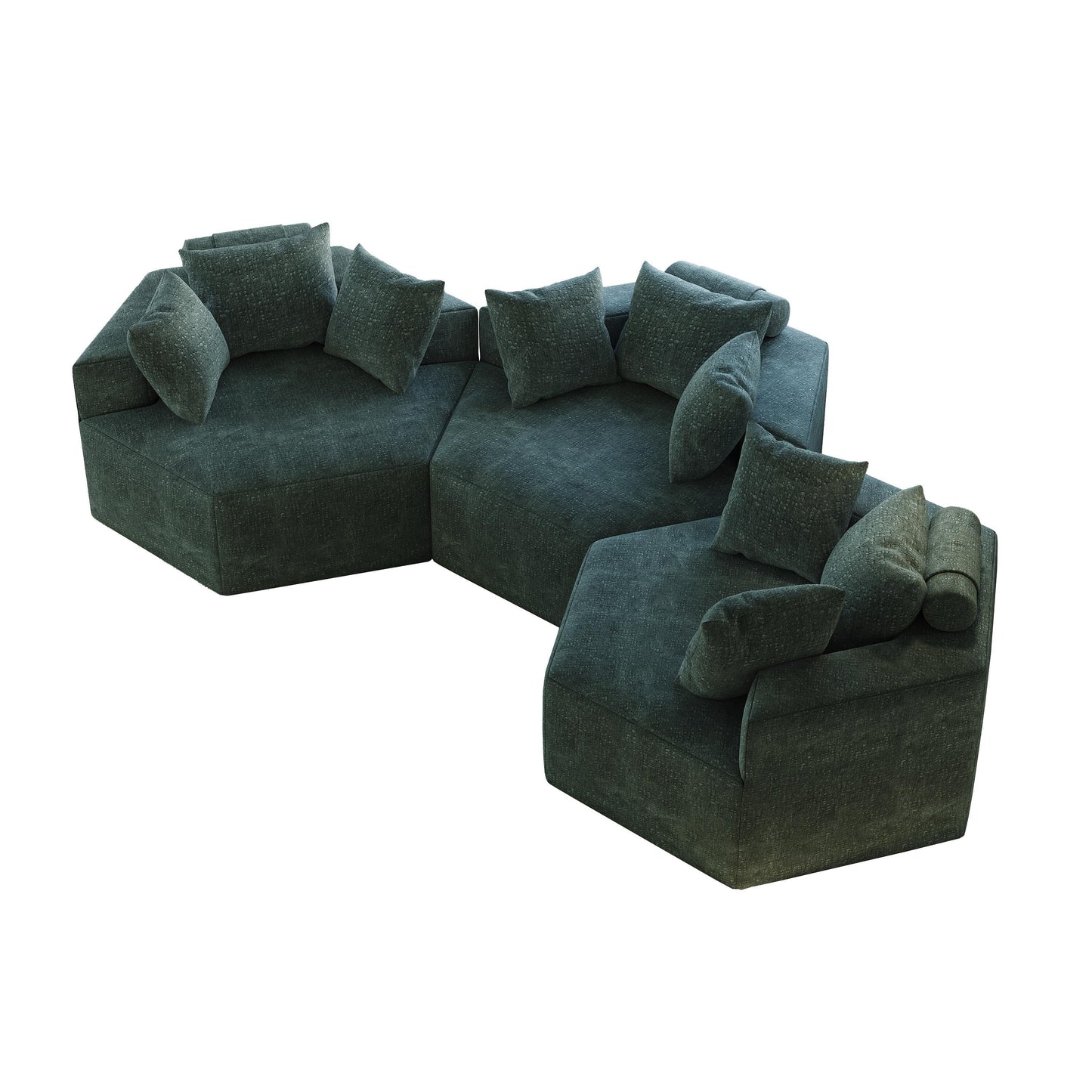 Green Modern 54 Chenille Sponge Single Sleeper Sofa with Backrest Pillow for Living Room for Living room
