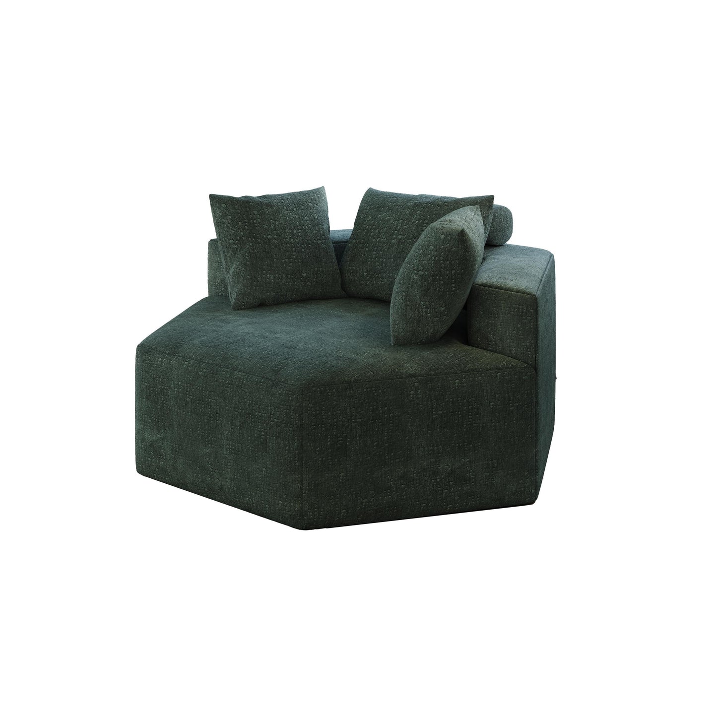 Green Modern 54 Chenille Sponge Single Sleeper Sofa with Backrest Pillow for Living Room for Living room