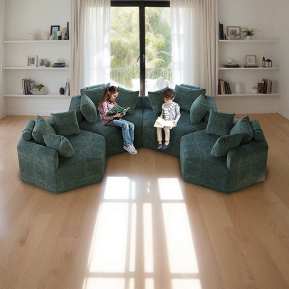 Green Modern 54 Chenille Sponge Single Sleeper Sofa with Backrest Pillow for Living Room for Living room