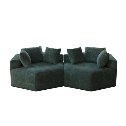 Green Modern 54 Chenille Sponge Single Sleeper Sofa with Backrest Pillow for Living Room for Living room