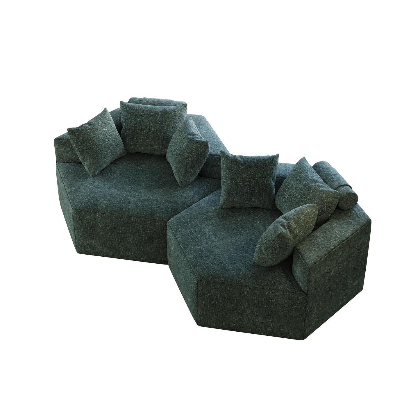 Green Modern 54 Chenille Sponge Single Sleeper Sofa with Backrest Pillow for Living Room for Living room