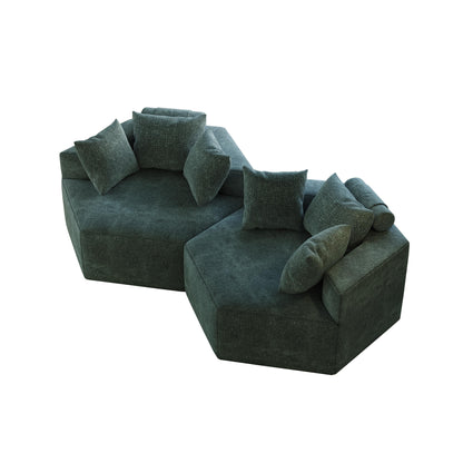 Green Modern 54 Chenille Sponge Single Sleeper Sofa with Backrest Pillow for Living Room for Living room