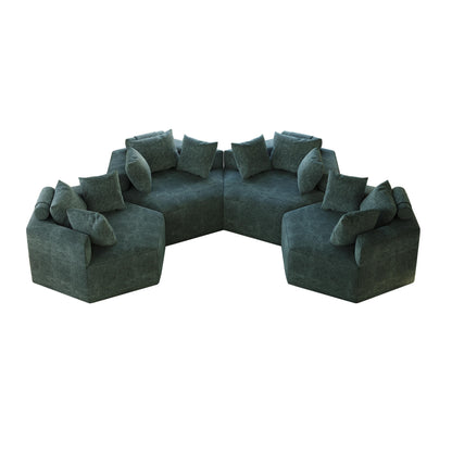 Green Modern 54 Chenille Sponge Single Sleeper Sofa with Backrest Pillow for Living Room for Living room