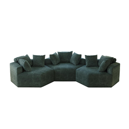 Green Modern 54 Chenille Sponge Single Sleeper Sofa with Backrest Pillow for Living Room for Living room