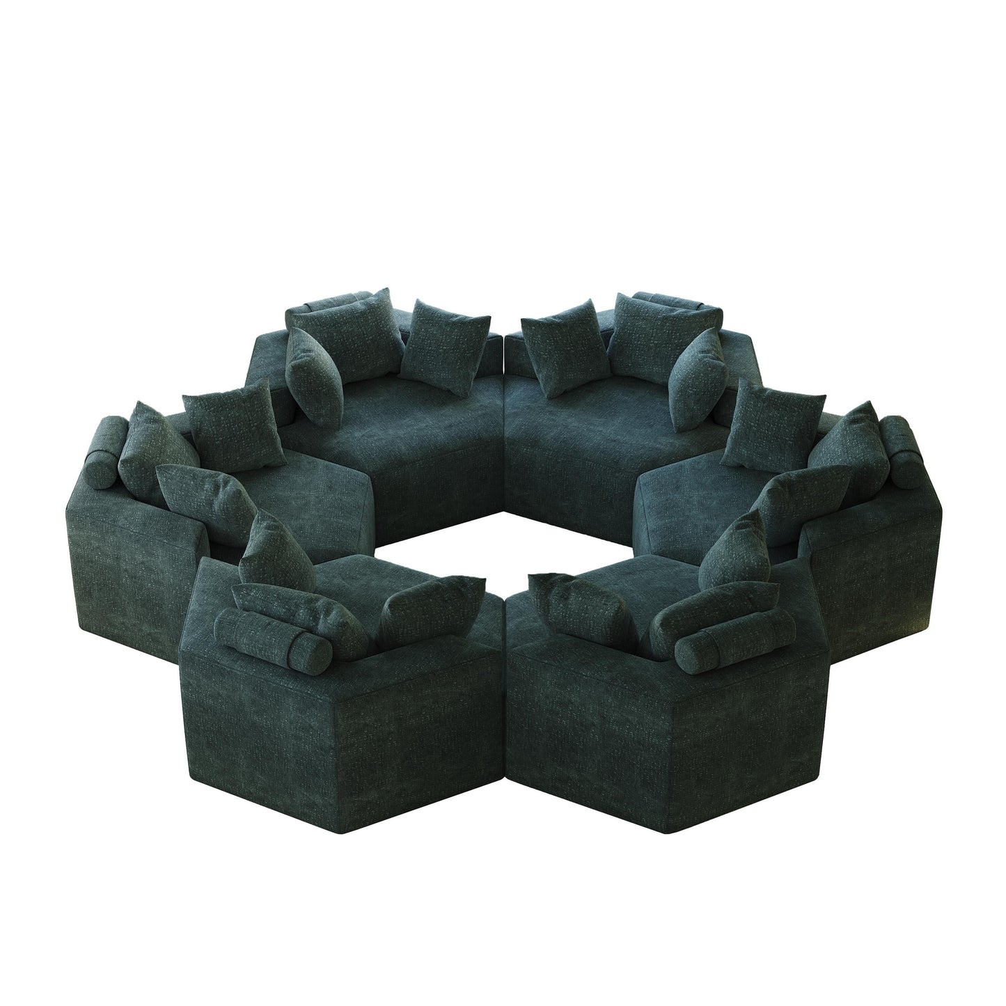 Green Modern 54 Chenille Sponge Single Sleeper Sofa with Backrest Pillow for Living Room for Living room
