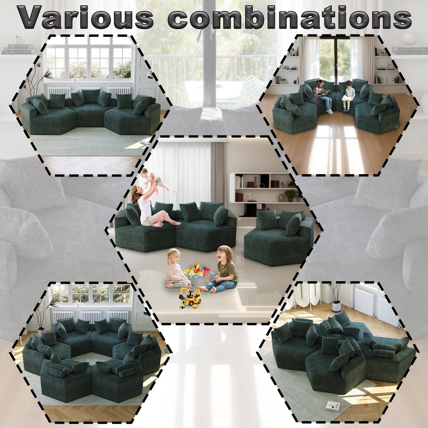 Green Modern 54 Chenille Sponge Single Sleeper Sofa with Backrest Pillow for Living Room for Living room