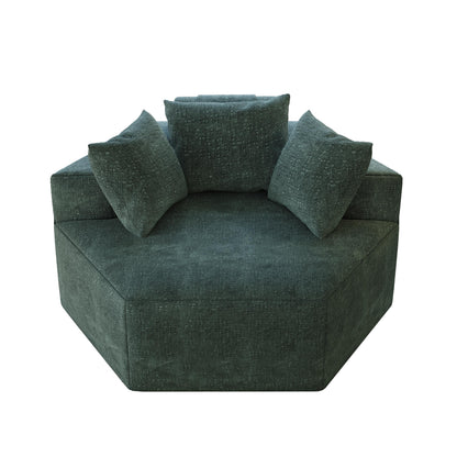 Green Modern 54 Chenille Sponge Single Sleeper Sofa with Backrest Pillow for Living Room for Living room