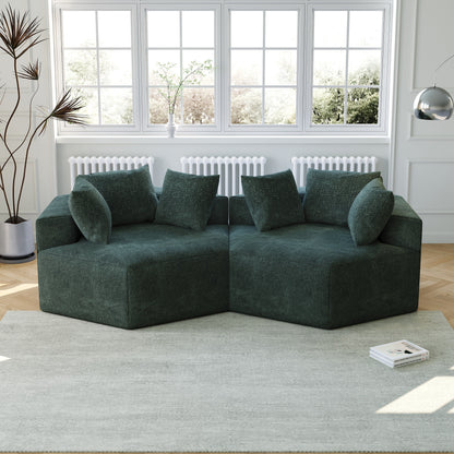 Green Modern 54 Chenille Sponge Single Sleeper Sofa with Backrest Pillow for Living Room for Living room