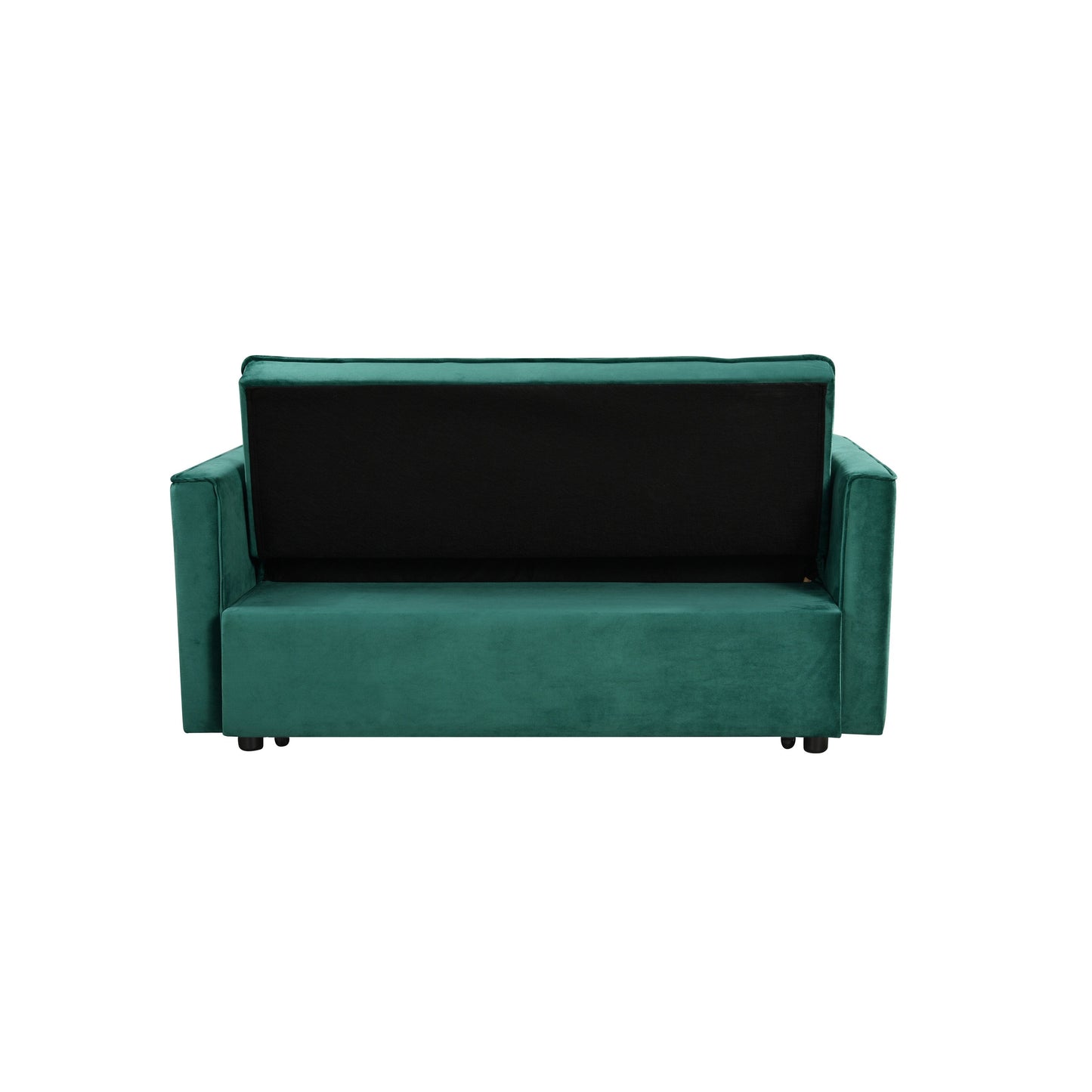 Green Modern 55.12 3 in 1 Flannel Loveseat Convertible Sofa Bed with Adjustable Backrest and Storage Space for Living Room