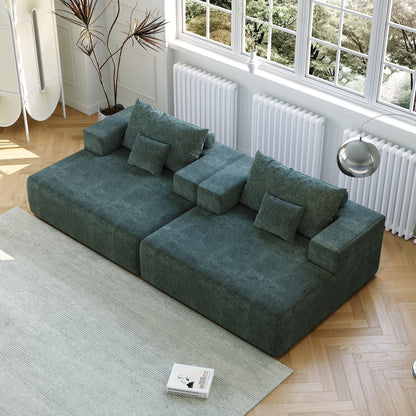 Green Modern 55 Chenille Sponge Single Sleeper Chair Sofa with Backrest Pillow for Living Room